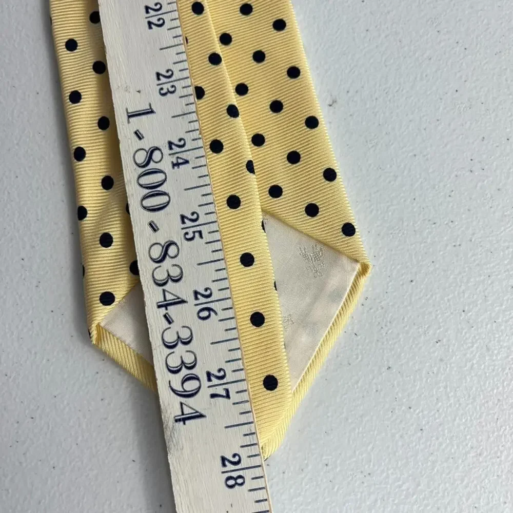 Brooks Brothers Makers Tie Men's All Silk Yellow & Blue Dots Handmade In USA